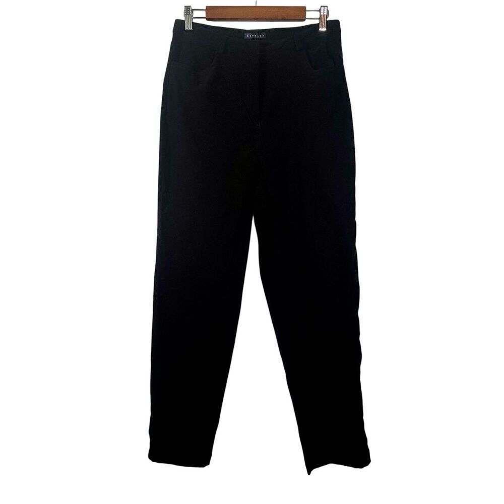 I.V.Y Stretch Black Trouser Pants Womens 10 Button Waist Classic Soft Fabric